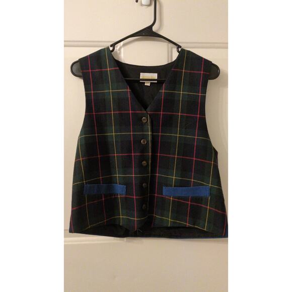 VTG London Fog Plaid Vest, Med, Blue/Green, Collegiate, Preppy  Academia - Picture 1 of 9